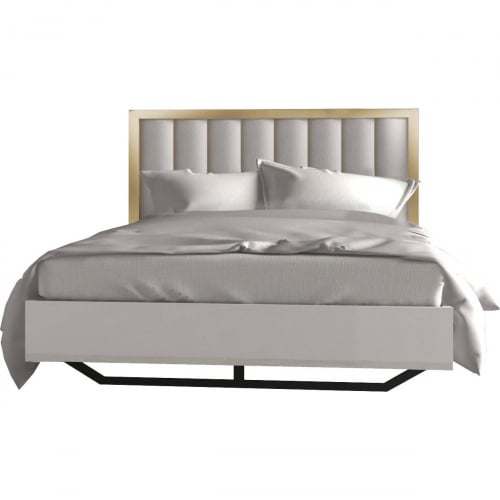 Fiocco Queen Bed in Gloss White Lacquer & Gold